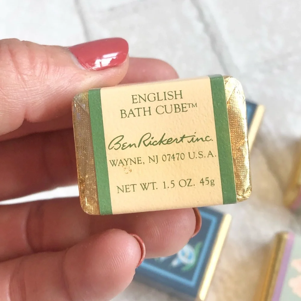 Vintage Ben Rickert English Bath Cubes Set 8pc Tea Rose Lily Lavender